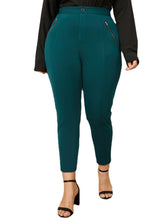 Plus Size Button Design Zip Front Pants